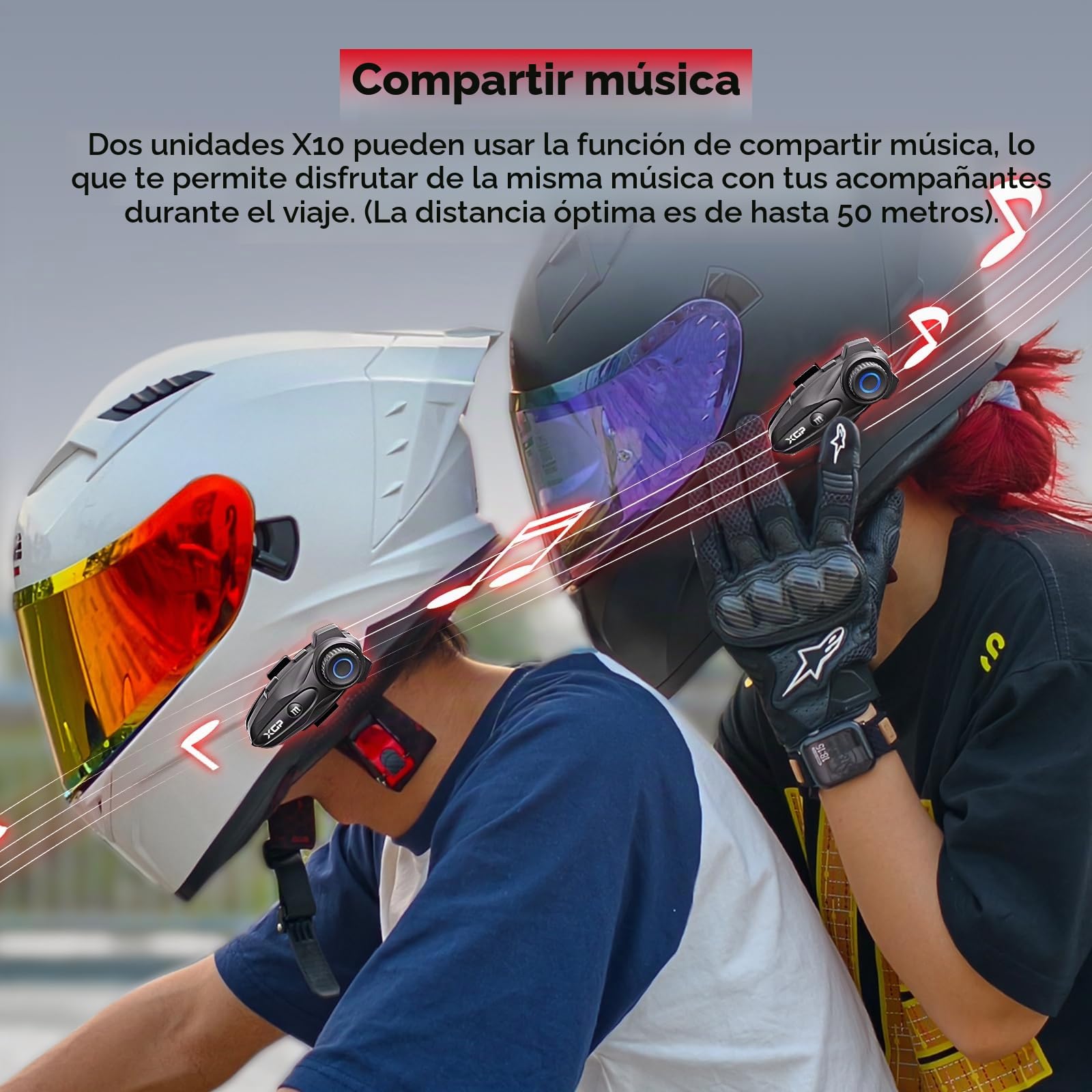 XGP X10 Intercomunicador Casco Moto Bluetooth 5.3, 8 Motociclistas