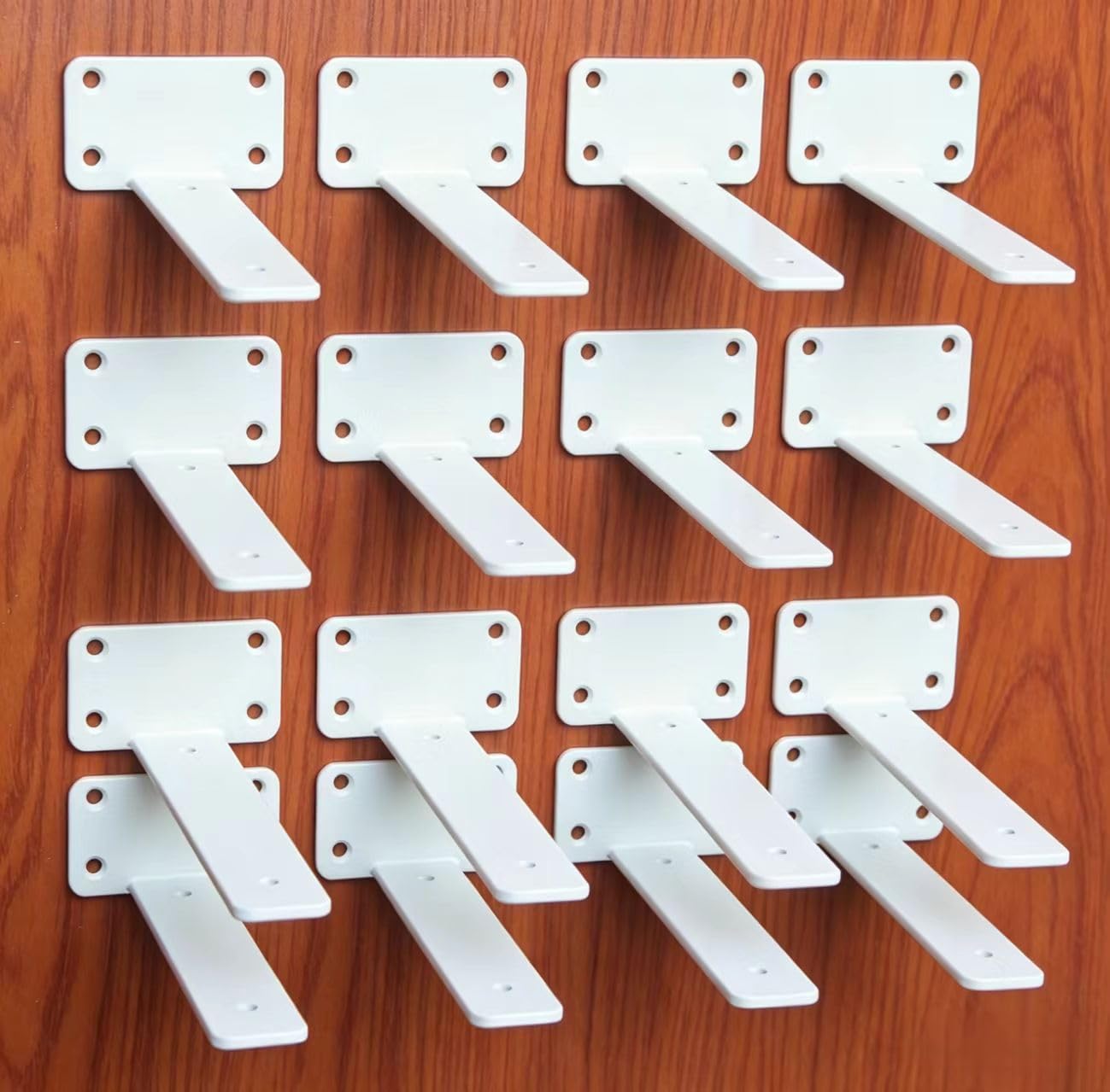 16 Pack - 9 inch White Hidden L Shelf Bracket (1/5 Inch Thicked) Iron Floating Shelf Brackets Rustic Industrial Metal Brackets for Shelf Support