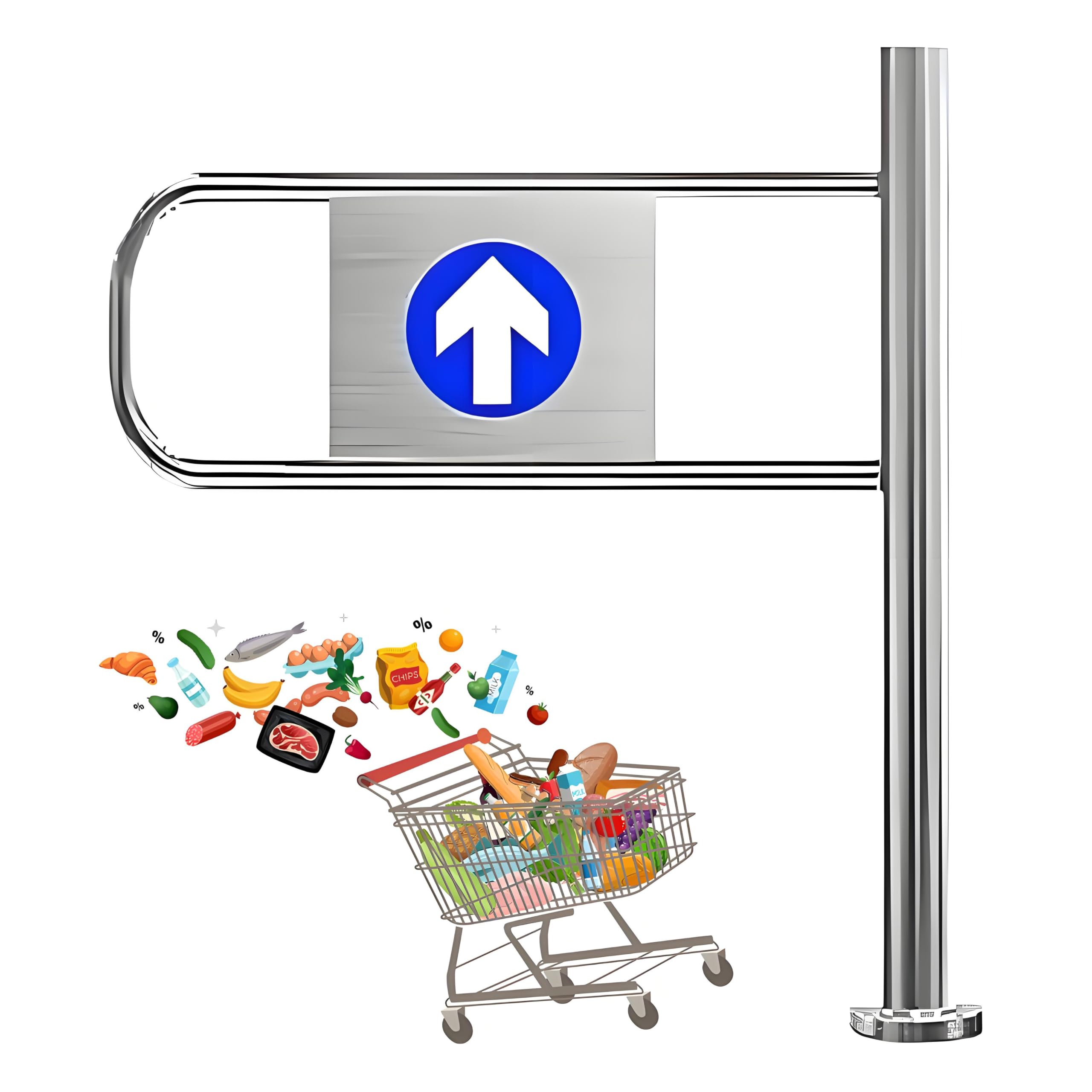 Cancello a Battente con Chiusura Automatica in Acciaio Inossidabile, barriera di Sicurezza a Molla, Soluzione per Ingresso Commerciale da 80x100 cm per mercati, biblioteche e spazi