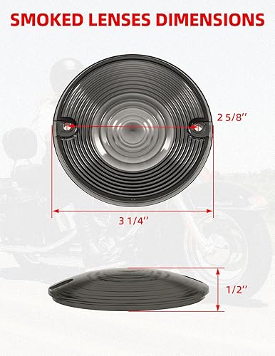 Miniatura 3 de Amazicha Smoke - Kit de cubiertas de lentes direccionales planas de 3 14 pulgadas compatible con Harley Davidson Touring Road King Road Glide
