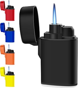 Mini Lighter Windproof Torch Jet Candle Lighter Plastic Refillable Butane Gadget for Men & Women, Pack 5 Butane Included