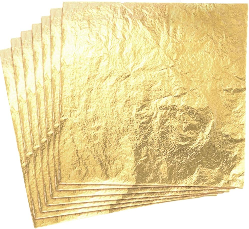 Silithus 100 Sheets Imitation Gold Leaf for Art, Crafts Decoration,Decoration DIY, Gilding Crafting, Frames, 5.5 by 5.5 Inches