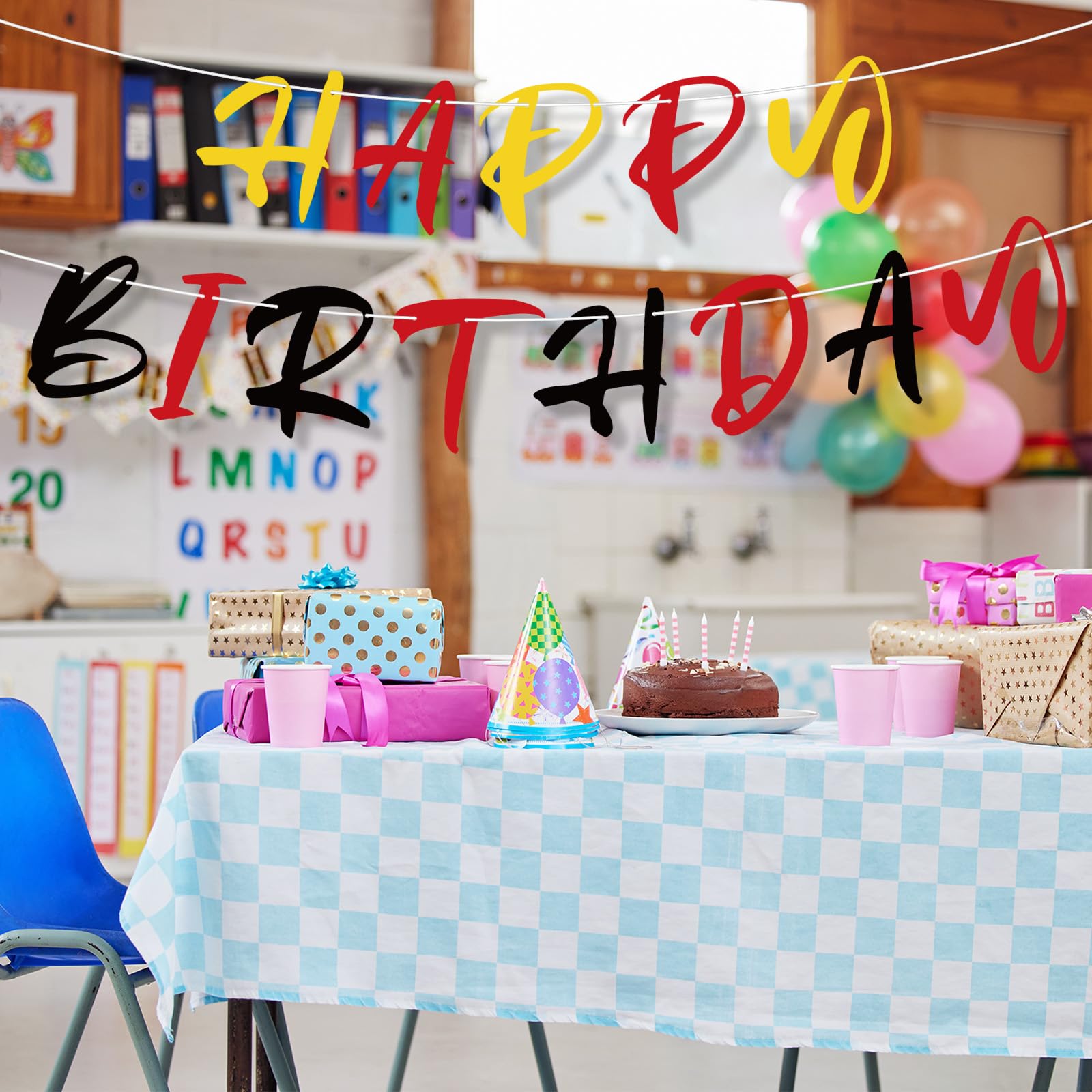 SAVITA Dessins Animés Guirlande Tropicale Anniversaire Ensemble, Hawaïennes Bannière d'Anniversaire Bleu et Rose Décoration Thématique pour Fêtes d'Été Baby Showers et Événements sur Thème de Plage