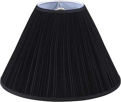 Aspen Creative 33024, Hardback Empire Transitional Spider Lamp Shade, Mushroom Pleated Black Faux Silk Fabric, 7" Top x 18" Bottom x 13" Slant Height