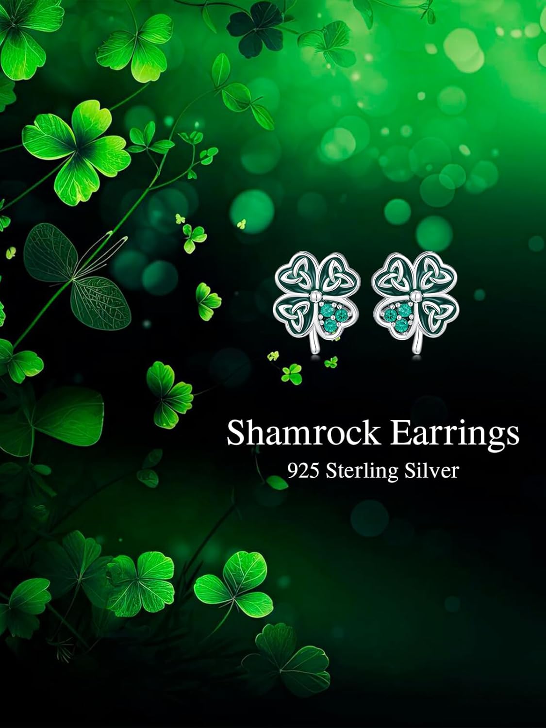 St Patricks Day Gift 925 Sterling Silver Shamrock/Claddagh/Celtic Knot Earrings Irish Stud Earrings St Patricks Day Jewelry for Women
