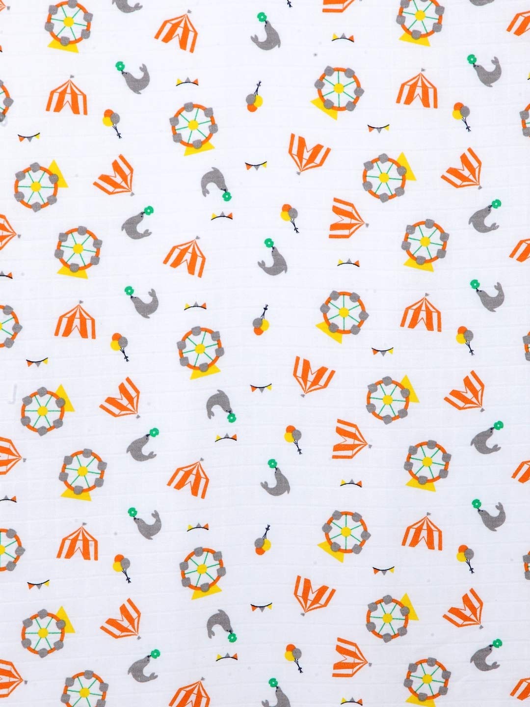 My Milestones 100% Cotton Muslin Baby Blanket - 4 Layered (43x43 inches) - Carnival Orange Print 2