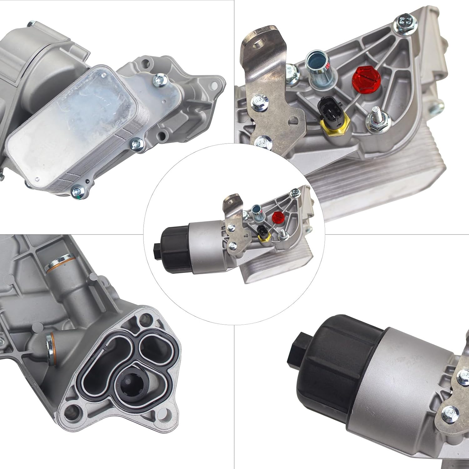 Oil Cooler Filter Housing Assembly with Plastic water pipes Compatible with 2014-2019 Jeep Grand Cherokee 3.0L V6 Diesel