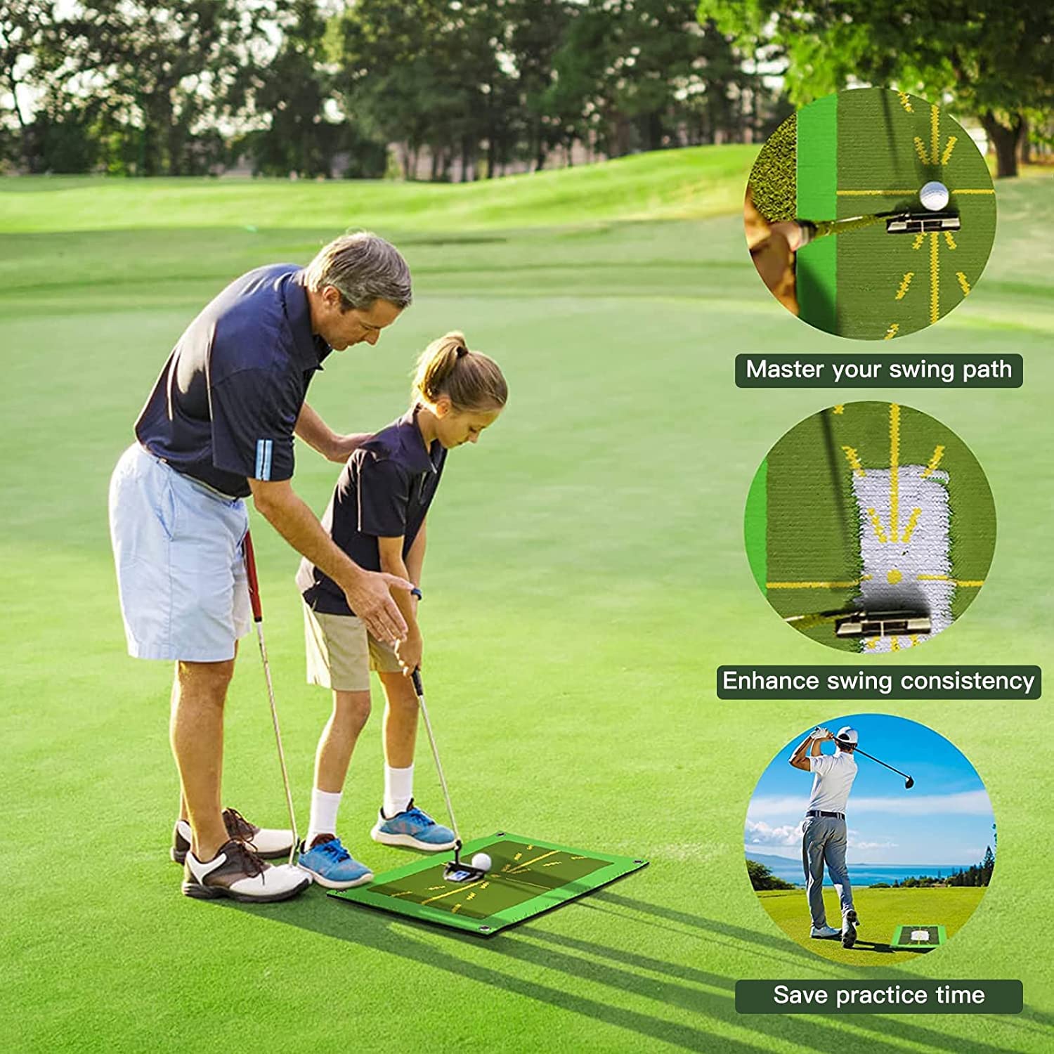 Esterilla Portátil de Golf para Análisis y Detección de la Ruta de Oscilación - Alfombrilla de Entrenamiento