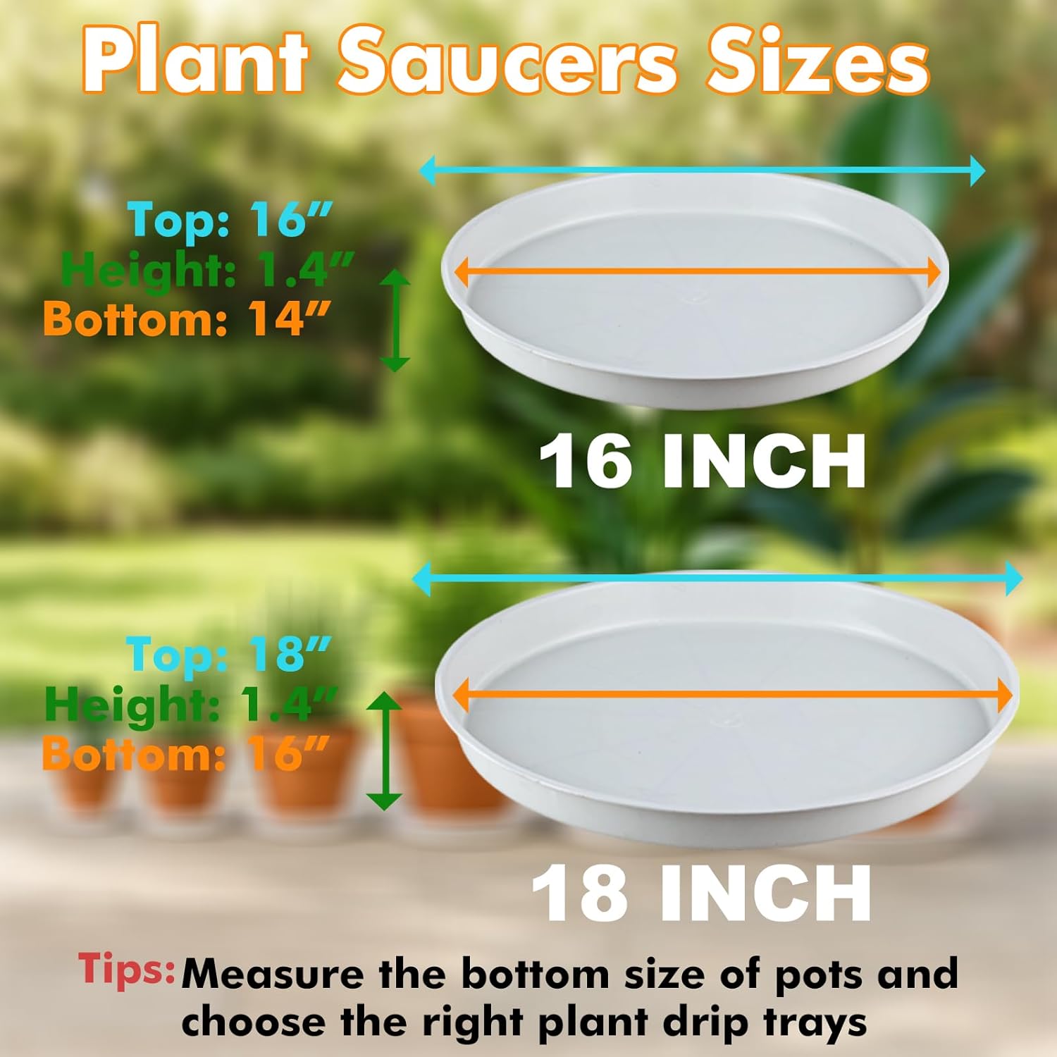 10 Packs 16 Inch Plastic Plant Saucers for Indoor Outdoor, Plant Water Catcher Tray for Pots, Bulk Flower Pot Saucers, Drip Trays for Potted Plants, Round Plates to Catch Water, White