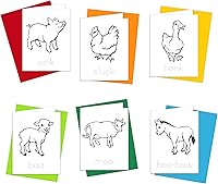 Vista 13 de Tarjetas para colorear: Happy Go Lucky Stationery Juego de 6 tarjetas para que los niños coloreen y practiquen la escritura de cartas, 100%