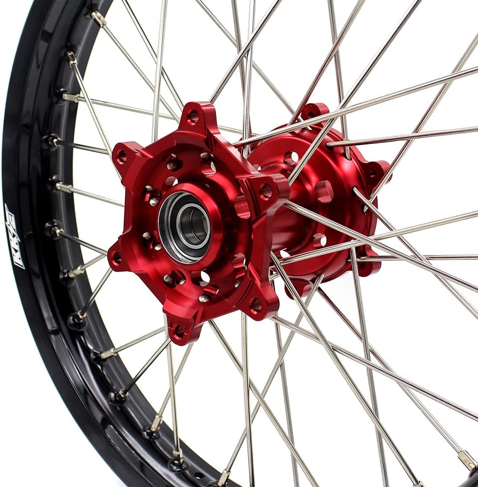 KKE 21/19 Wheels Rims for SUZUKI RM125 1996-2007 RM250 1996-2008 Motorcycle Red CNC Hubs