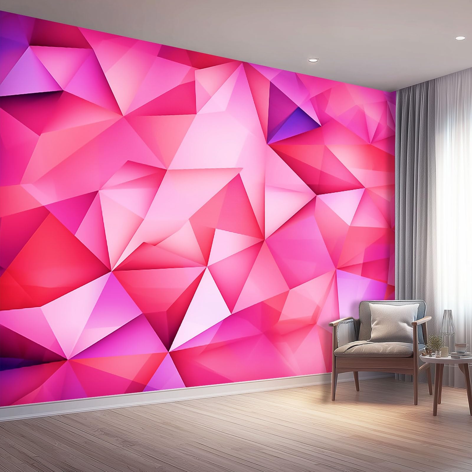 Generico Carta Da Parati Temi Semplice - 300 x 210 cm 3D Effetto Carta Da Parati Non Tessuto Decorazioni Per Soggiorno Camera Da Letto, Cristallo Geometria Triangolo Motivo Murales