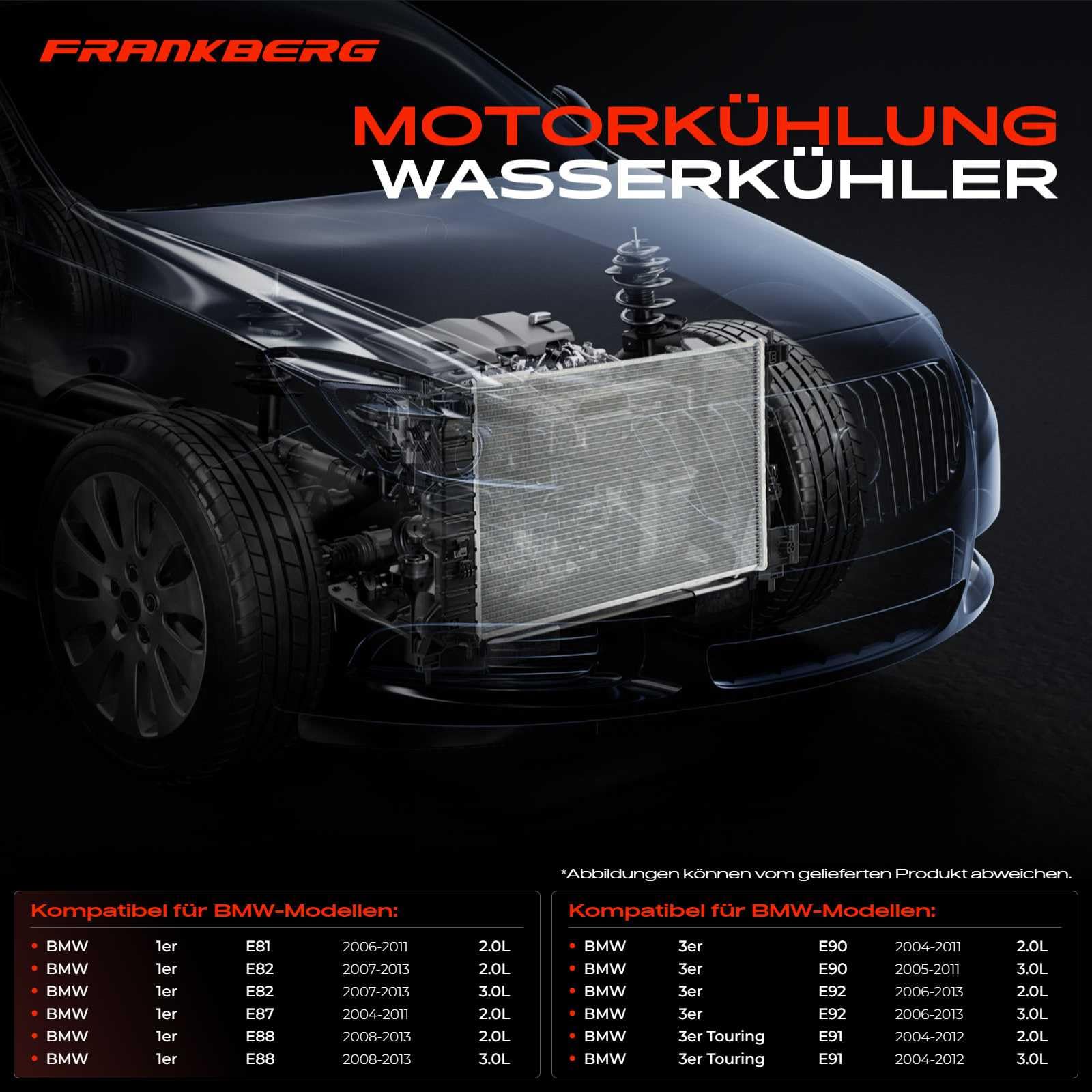 Frankberg Radiatore scambiatore di calore dell'acqua scambiatore di | 17117558480; Compatibile con: Serie 1 Cabrio E88, Serie 1 E81, Serie 1 Coupé E82, Serie 3 Coupé E92, Serie 3 Touring E91