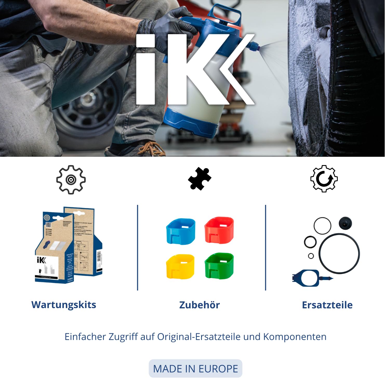 IK Foam Pro 2 ALK - Schaumsprüher für alkalische Mittel - 1,25 l | 3 Schaumarten - Für Desinfektionsmittel, neutrale Mittel, Alkali und Ketone - Detailing, Reinigung - 3 bar
