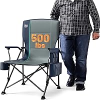 TIMBER RIDGE Oversized Folding Camping Chair Heavy Duty 500lbs High Back with Cooler Bag Cup Holder