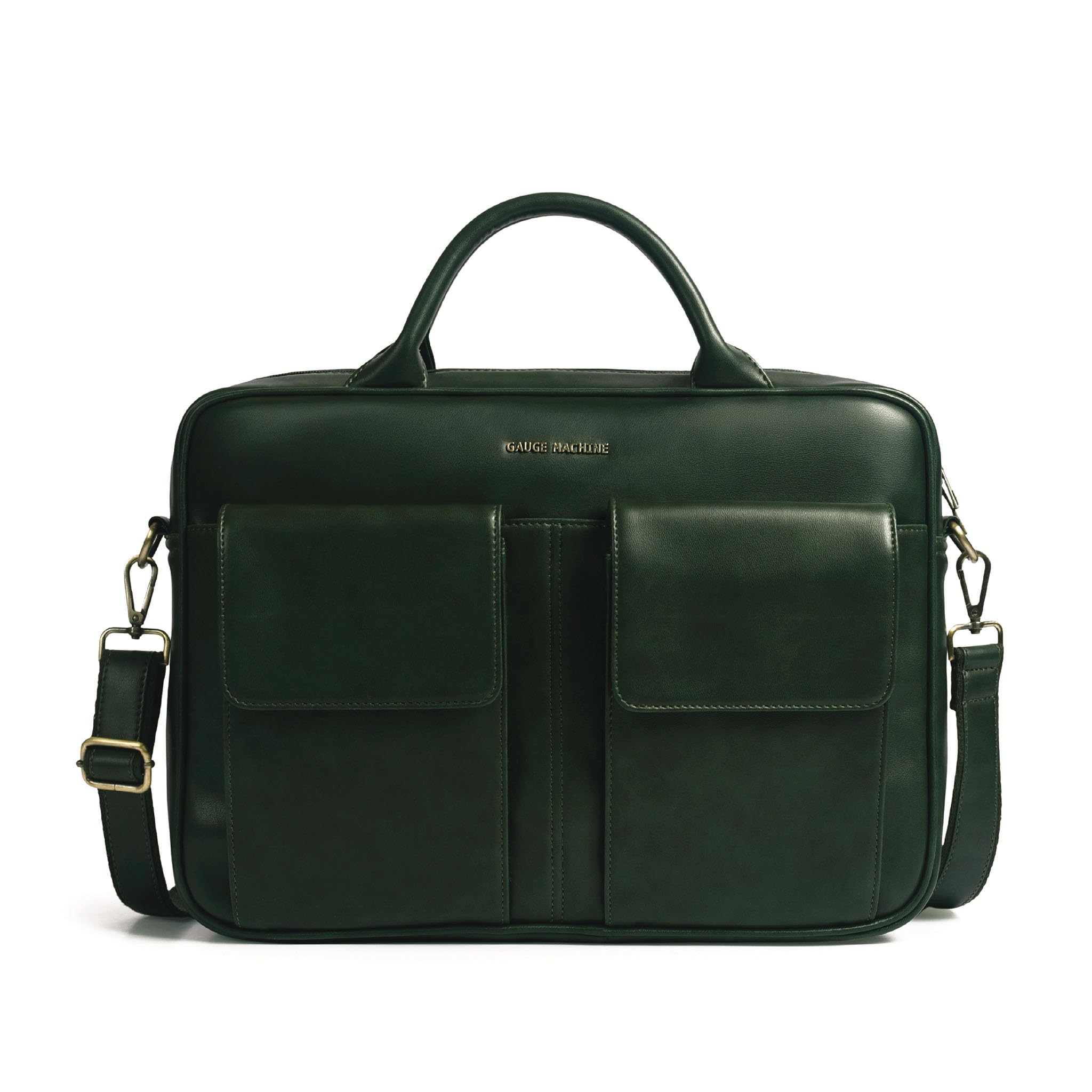 gauge machine Professional Olive Vegan Leather Messenger Briefcase Laptop Bag|Fits upto14/15.6/16 inch Laptop|Separate Padded Laptop Compartment|Adjustable & Detachable Strap|Men|30cm(H)x6.5cm(W)|40L-picture-50