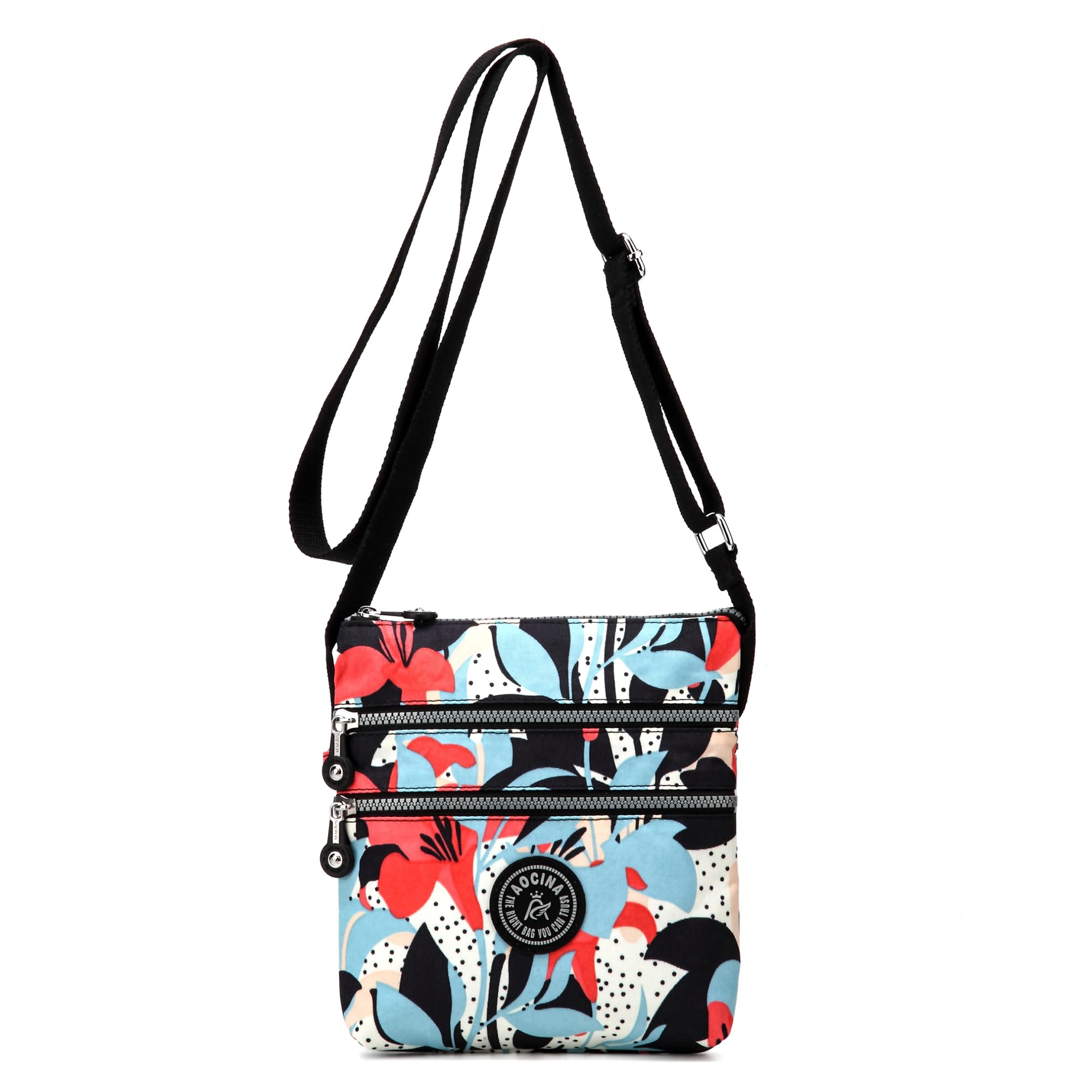 AOCINA Nylon Crossbody Bags for Women Multi Pocket Small Cross Body Purse Lightweight Travel Phone Purses Shoulder Handbags