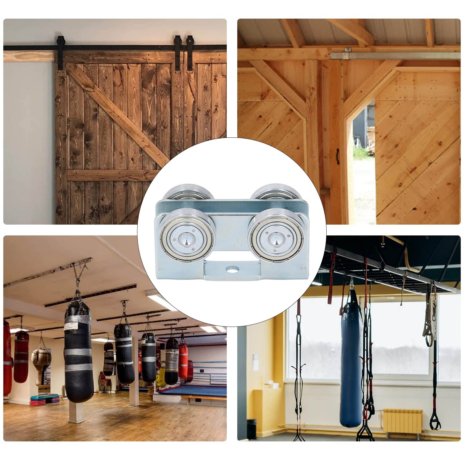 4 Wheel Trolley Assembly, Solid Alloy Steel Wheel Trolley Assembly, Welded Pin, Smooth, 550 Pounds Load Capacity, Stable, Resistant, High Strength for Lifting Equipment