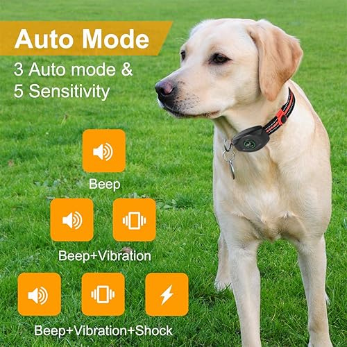Miniatura 2 de Collar antiladridos 2 en 1 con alcance remoto de 1300 pies, collar de entrenamiento para perros, collares de choque impermeables, 3 modos de
