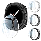 AIDOWU 3 Pack Case for Samsung Galaxy Watch 8 44mm,Hard PC Case + Tempered Glass Screen Protector Cover for Samsung Galaxy Watch 8 44mm[ Touch Sensitive ],[Scratch Resistant],[Accurate Fit]