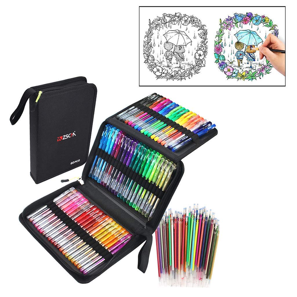 Lot de 121 stylos gel à paillettes multicolores pour croquis, dessin, écriture