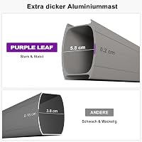 PURPLE LEAF 300x400 cm Aluminium Függőleges Napernyő 360° Forgatható UV50+ Védelem 6
