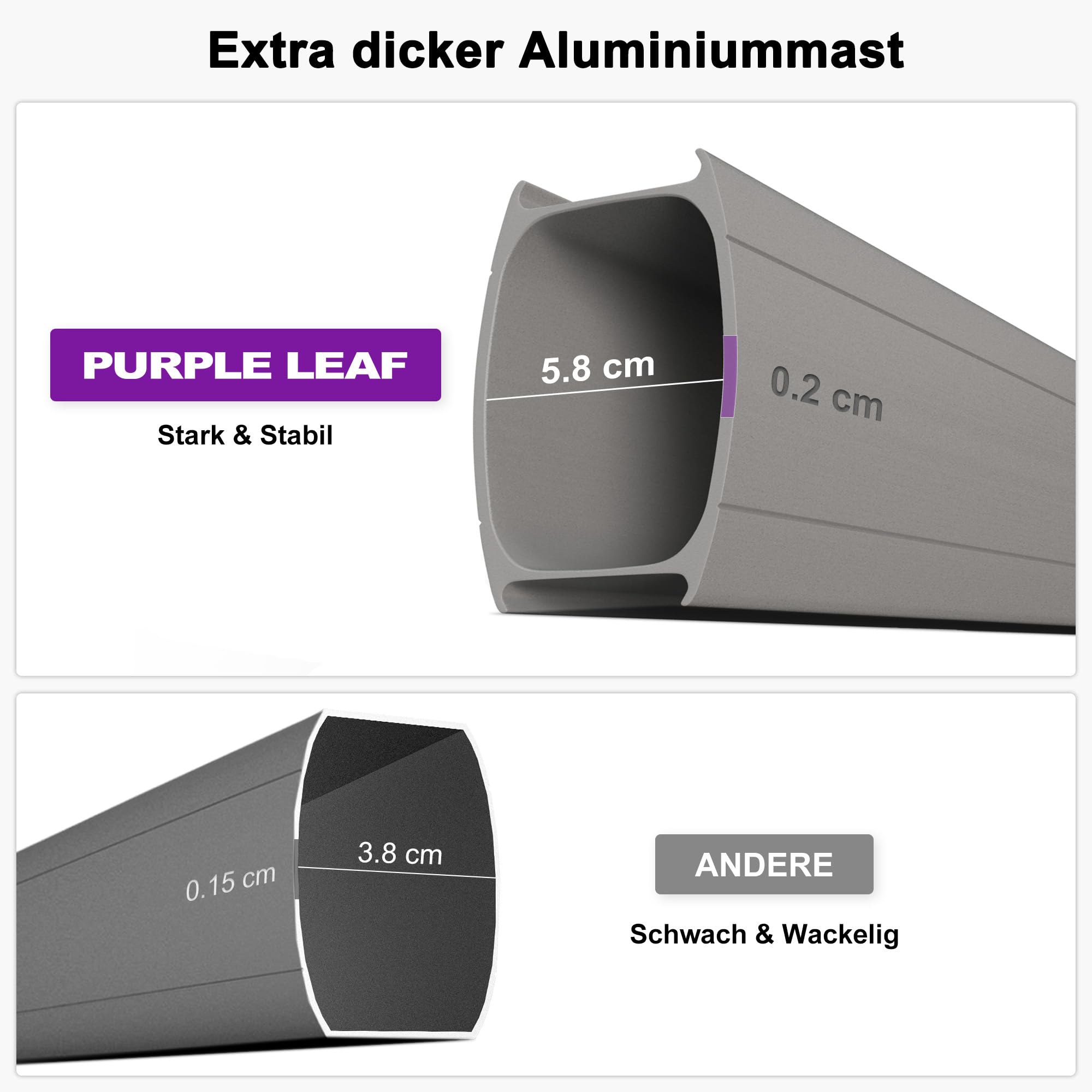 PURPLE LEAF Sonnenschirm 270 × 350 cm Champagnerframe Antirutschgriff Taupe | Ampelschirm Rechteckig, 8 Rippen & Dreieckskonstruktion, Stabil, Robust, 360° Flexibilität, Mehrfach Verstellbar, Komfortable