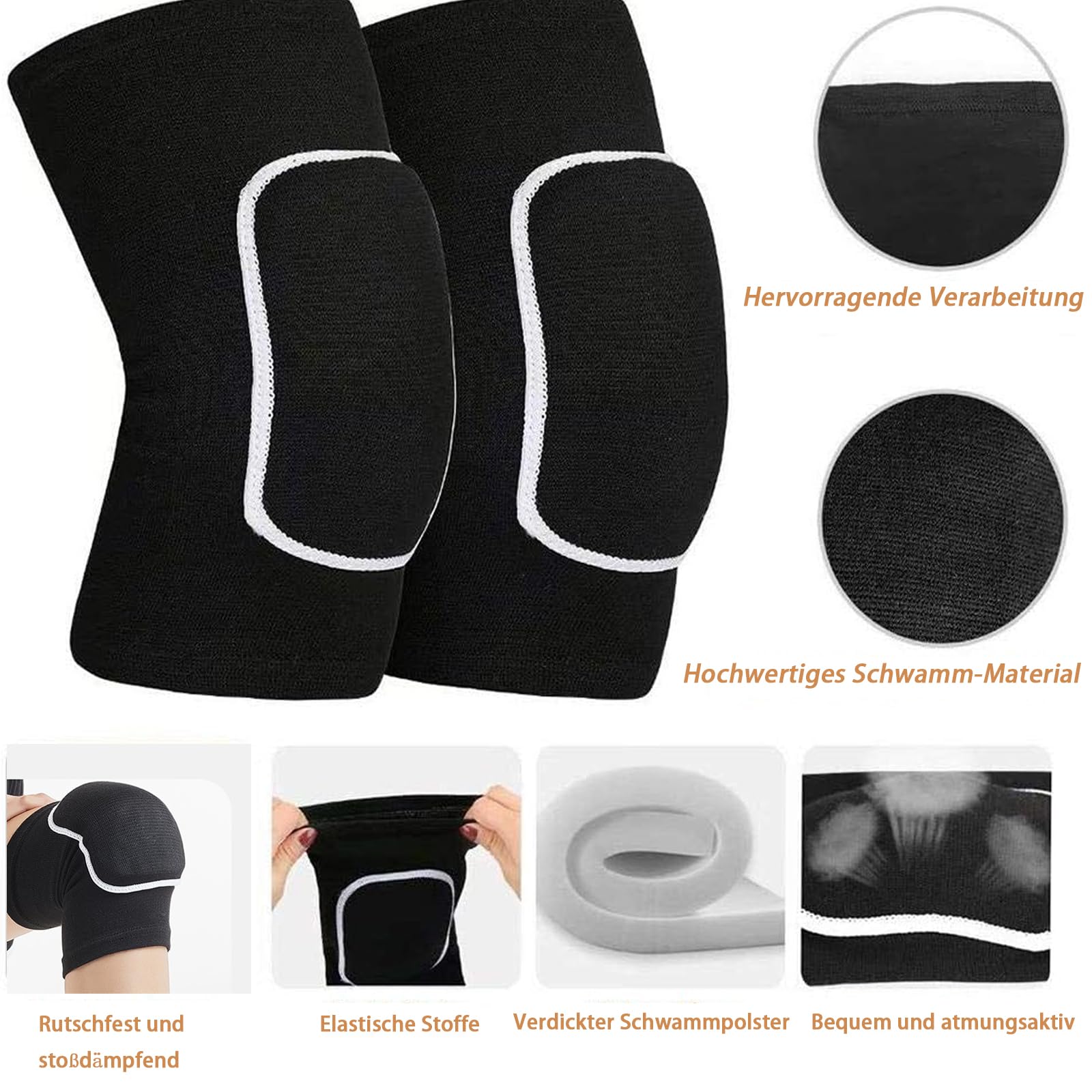 1 Paio ginocchiere pallavolo,Ginocchiere Pallavolo per Junior e Adulti, Morbido Elastico Ginocchiere Danza,ginocchiere morbide,ginocchiera sportiva per MTB Basket Pallamano Yoga Allenamento(XL)