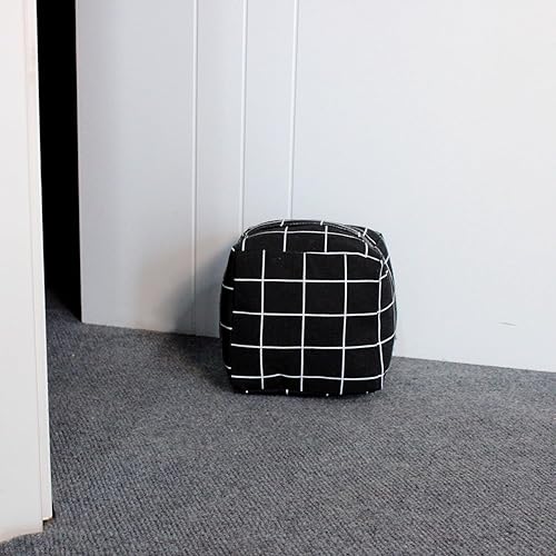 Vista 8 de Tope de puerta decorativo con peso, tope de puerta de tela con asa, cubo cuadrado resistente, protectores de pared para el hogar, oficina, A