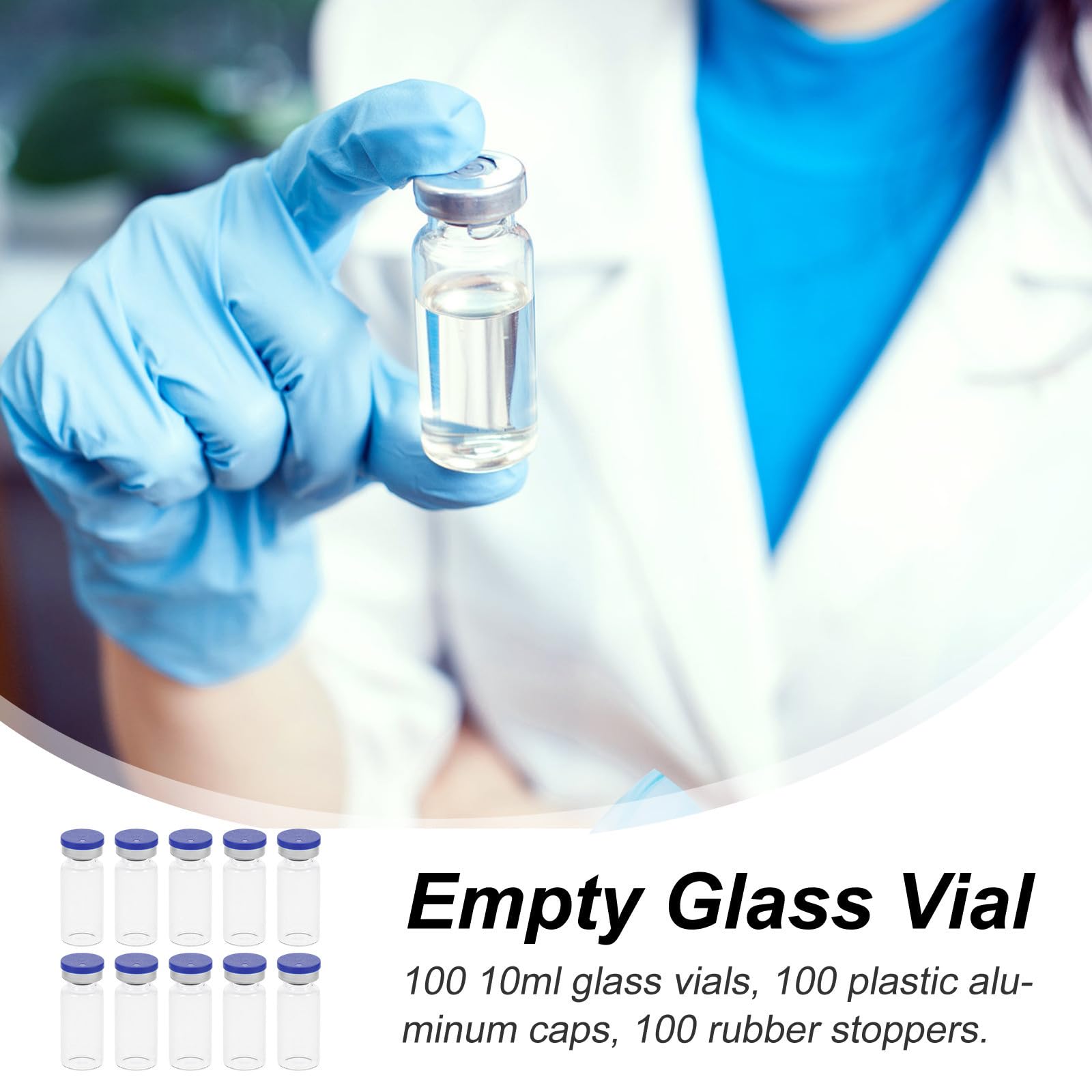 CLISPEED 100 Frascos de Vidrio Transparente para Almacenamiento de Reactivos 10 Ml con Tapa Fácil de Transportar y Diseño Estable para Laboratorio