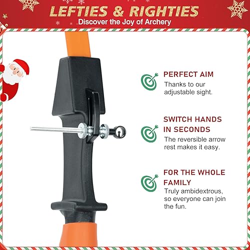 Vista 13 de 40" Youth Bow and Arrow Set for Kids 8-12 & Teens - Ambidextrous Recurve Archery Gear with Safety Arrows - Toys for Ages 8-13, Backyard Games Gift