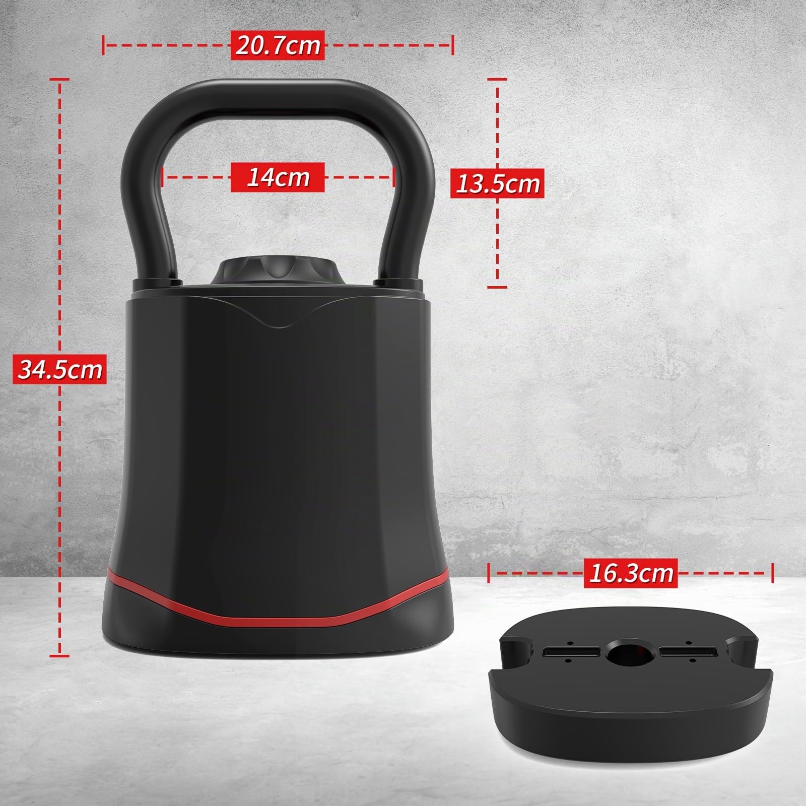 HXD-ERGO Kettlebell Ajustable 6-en-1 (3–18 kg), Cambio de Peso Rápido, Asa Ancha y Ergonómica, Pesa Rusa Compacta para Entrenamiento en Casa