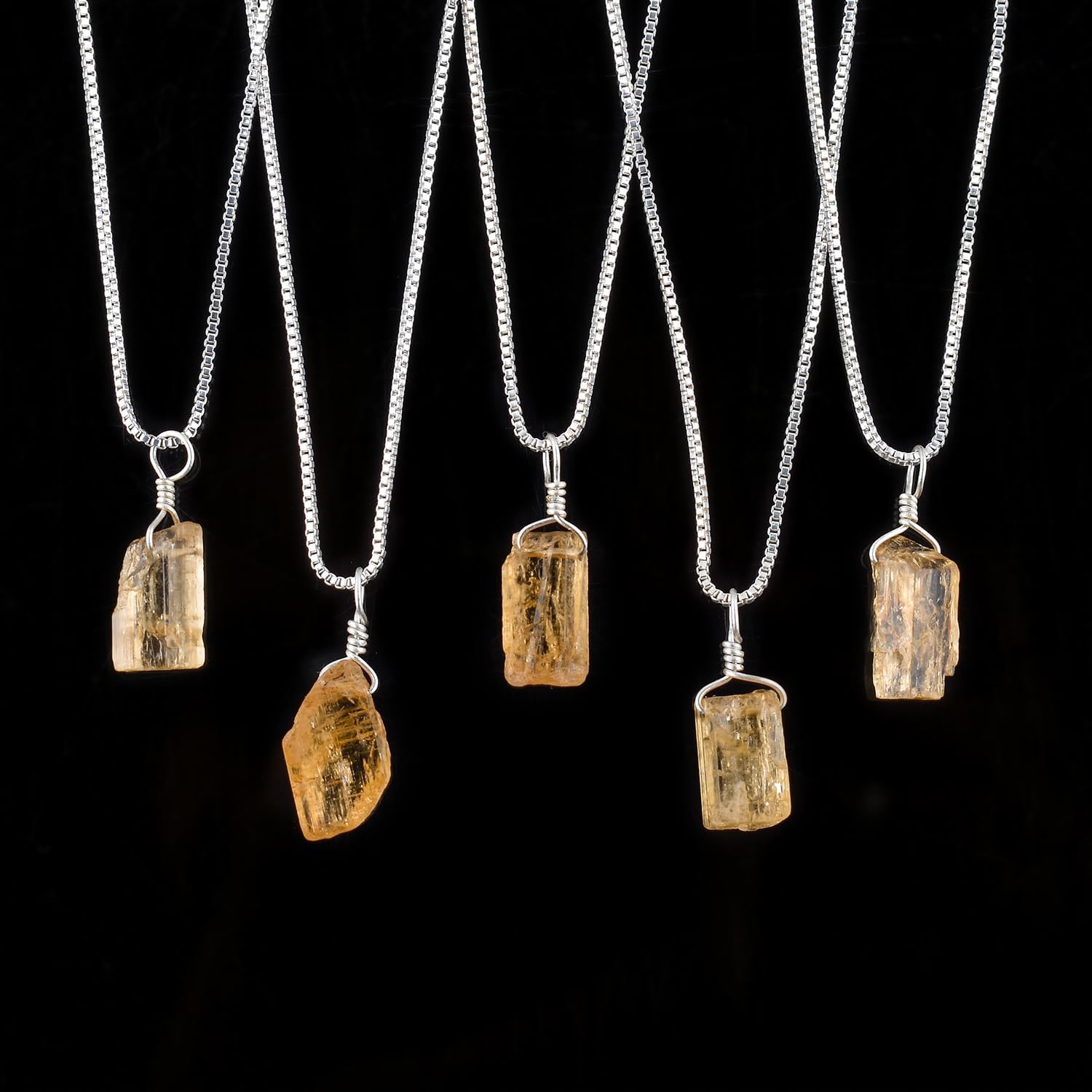 YANARA Natural Raw Imperial Topaz Stone Rough Crystal Gemstone Dainty Women Pendant Necklace, Chakra Healing Crystals, Birthstone, Silver Plated Chain 18 inch - Image 3