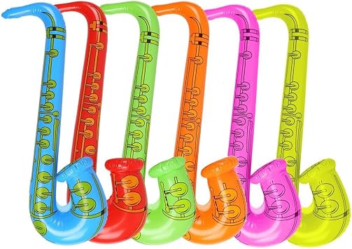 DECORA 27.5 Inflatable Saxophones Assorted Colors 6pcs for Kids Party Favors