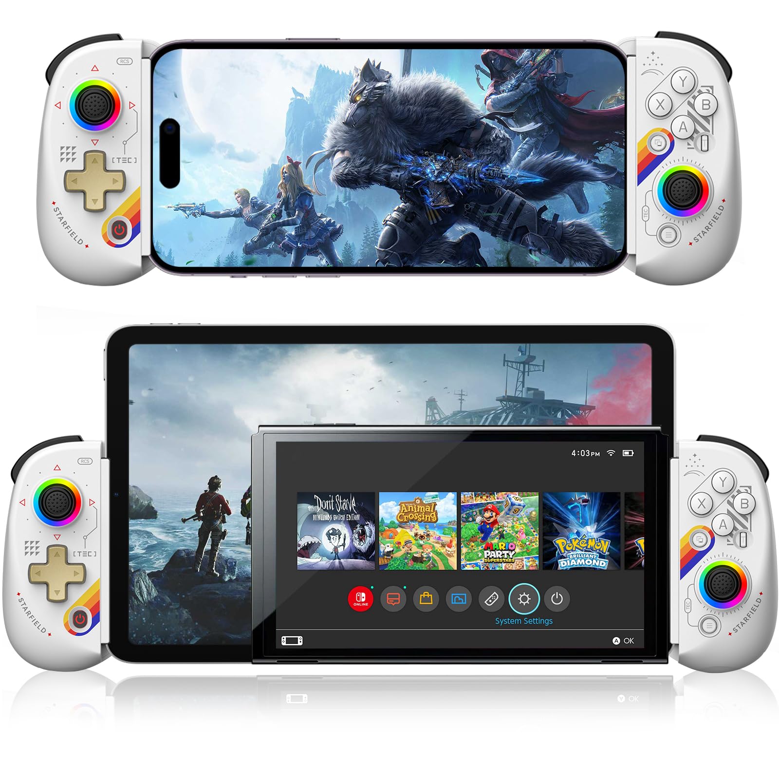 Controlador de juego inalámbrico arVin RGB para iPad, Switch y CODM Mobile 8