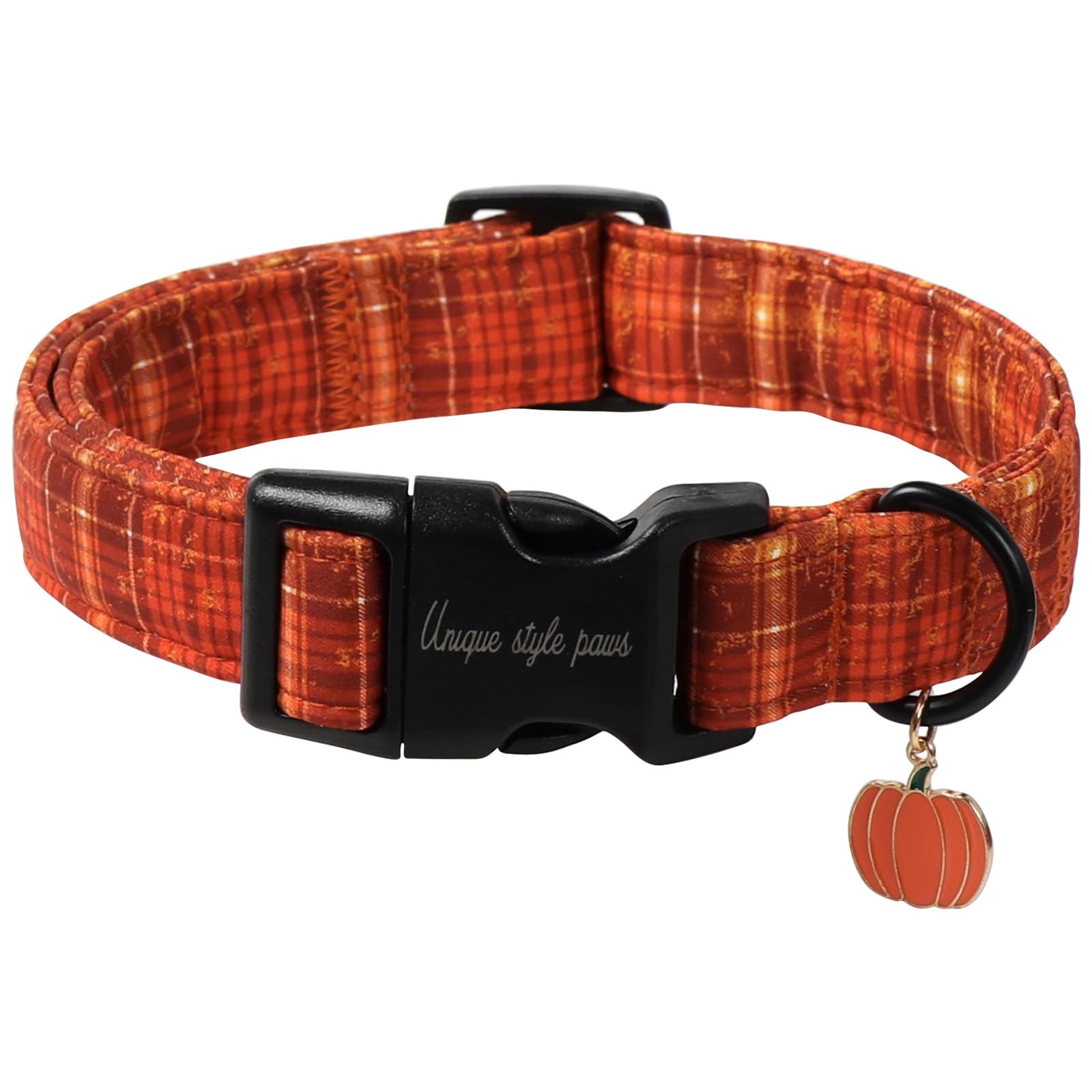 Unique style paws Dog Collar Plastic Buckle with Pendant Colorful Orange Brown Grid Puppy Collars for Small Medium Large Boys Girls Dogs