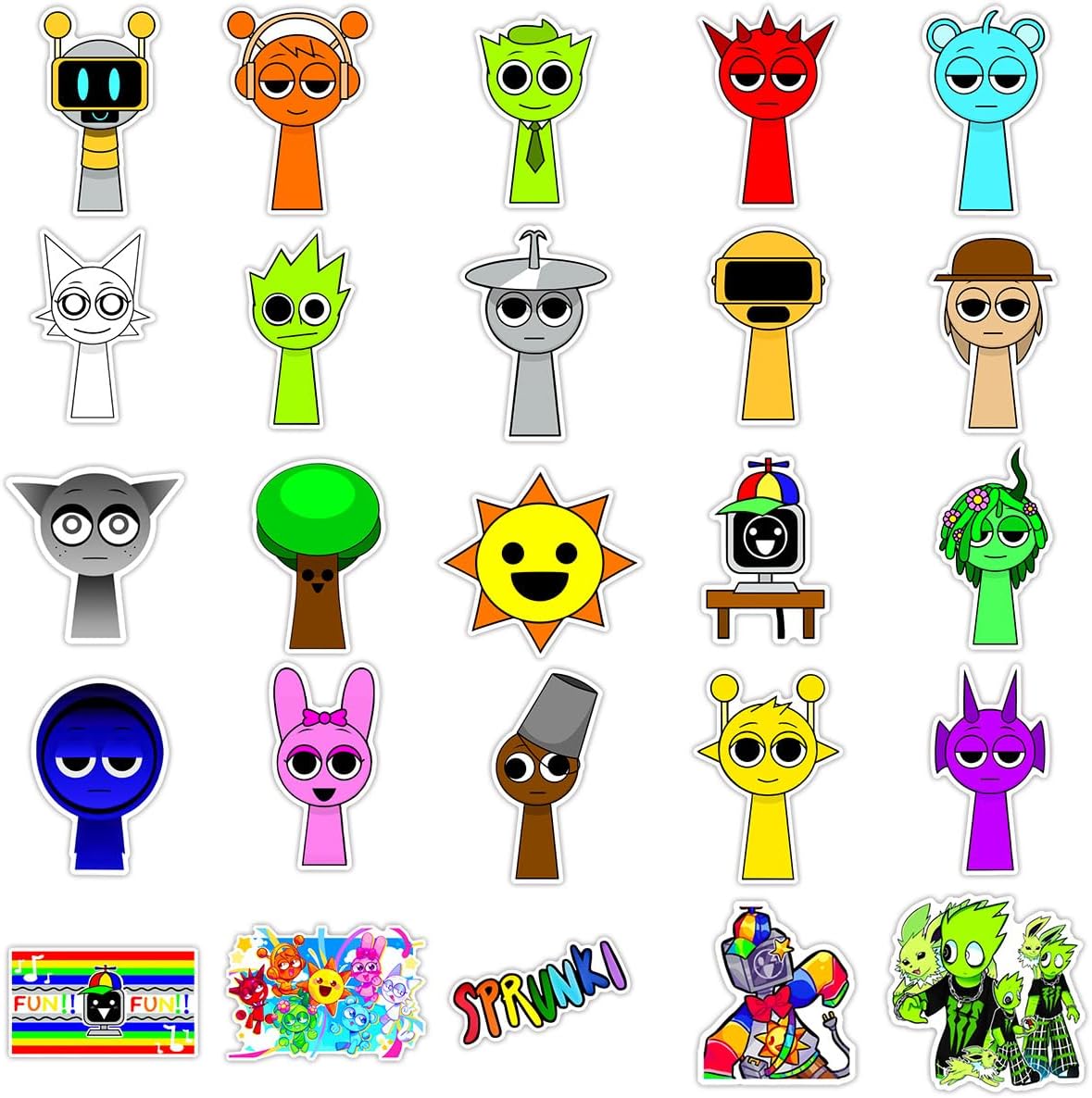 Incredibox Sprunki Music Game Sticker Set, 52 Pieces, Rhythm Box ...