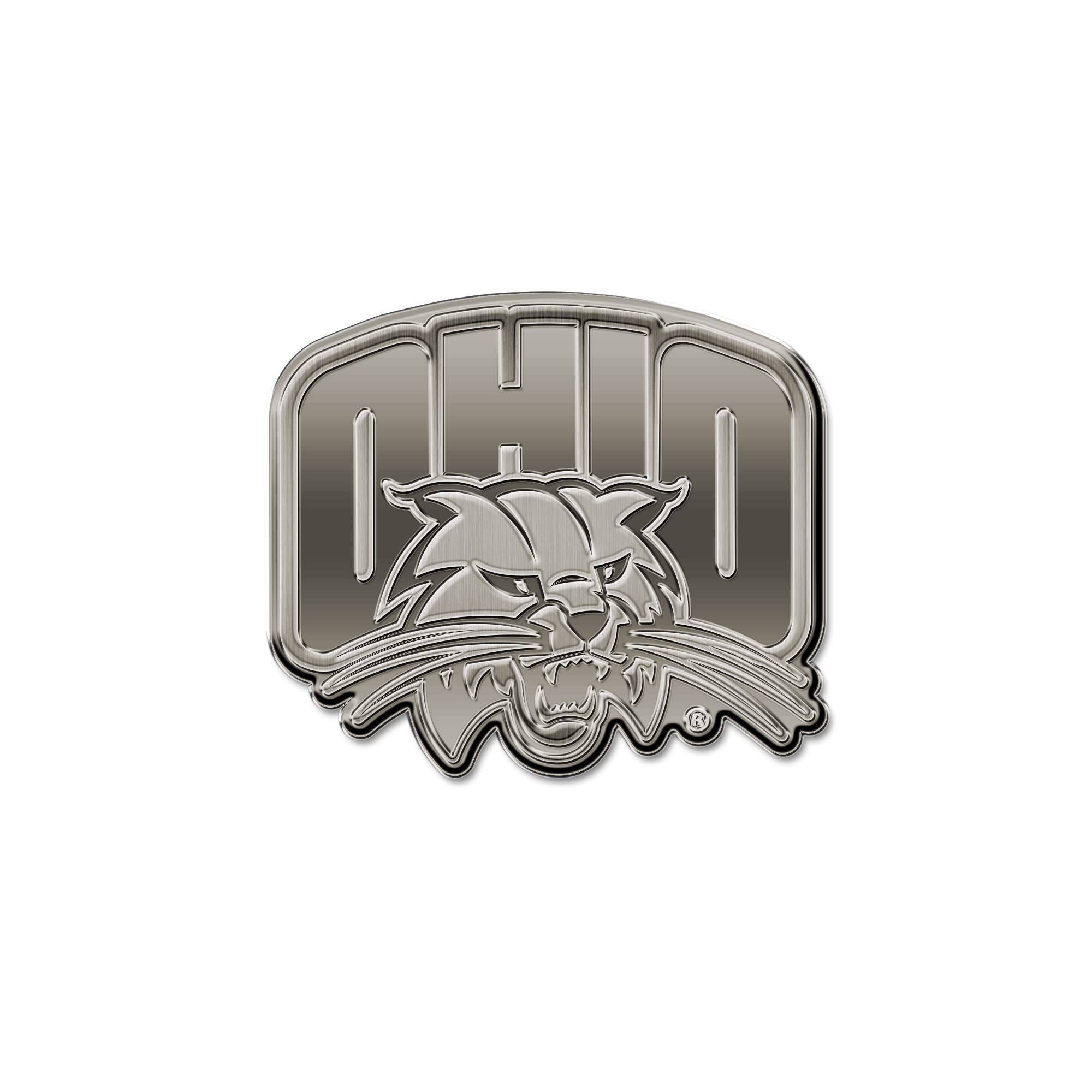 Rico Industries NCAA Ohio Bobcats Antique Auto Emblem Antique Nickel Auto Emblem for Car/Truck/SUV