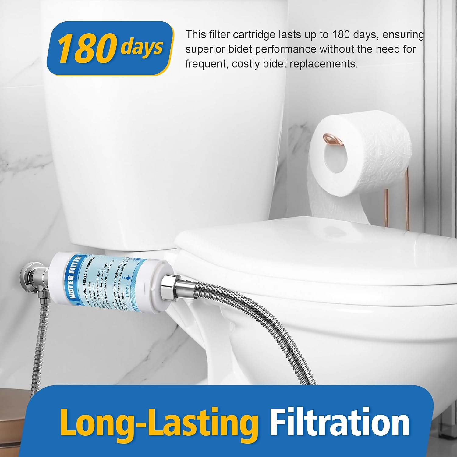 2 Pack Bidet Water Filter and Adapter for Electric Bidet Toilet Seats, Reduce Mineral Deposits & Soften Hard Water, Essential Protection for Smart Toilet, Compatible with 1/2", 3/8", 1/4" Hoses