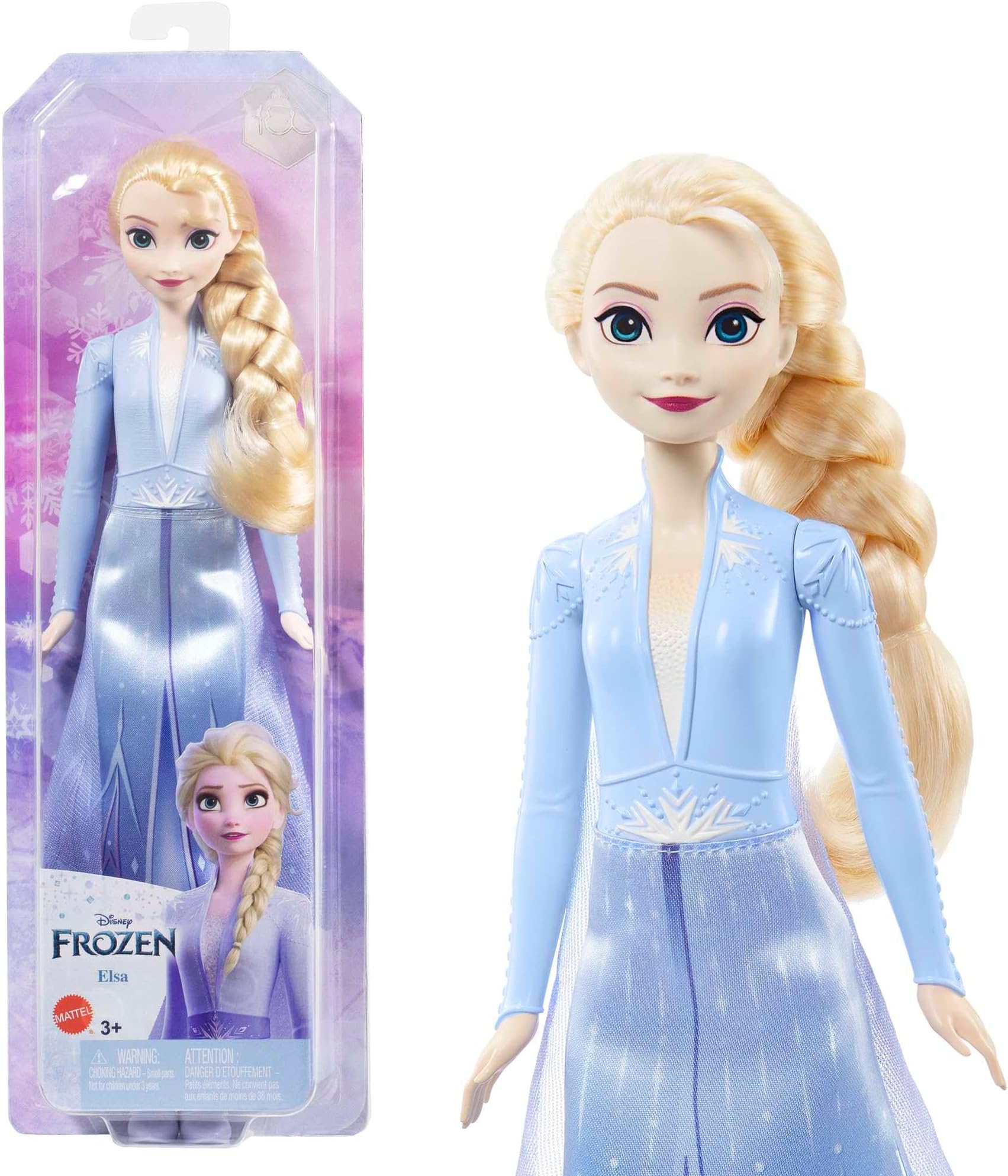 Disney Frozen Elsa Doll, Frozen Elsa in Signature Clothing, Collectible Fashion, Poseable with Long Blonde Hair, Toys for Ages 3 and Up, HLW48