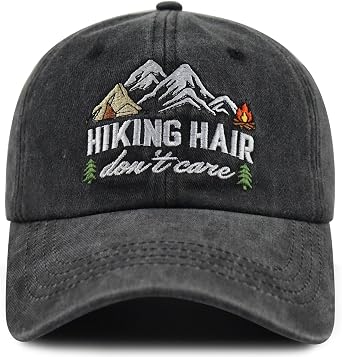 Hiking Hair Dont Hat for Men Women, Mountain Tree Camping Baseball cap