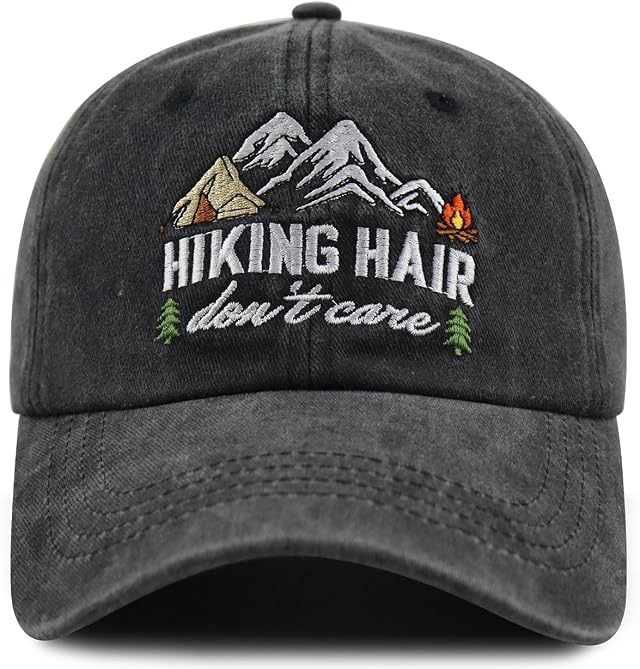 Hiking Hair Don't Hat for Men Women, Mountain Tree Camping Baseball cap