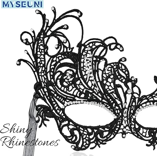 Miniatura 2 de Máscara de mascarada para mujer Brillante encaje con diamantes de imitación venecianos máscara para fiesta de mascarada, Mardi Gras Prom