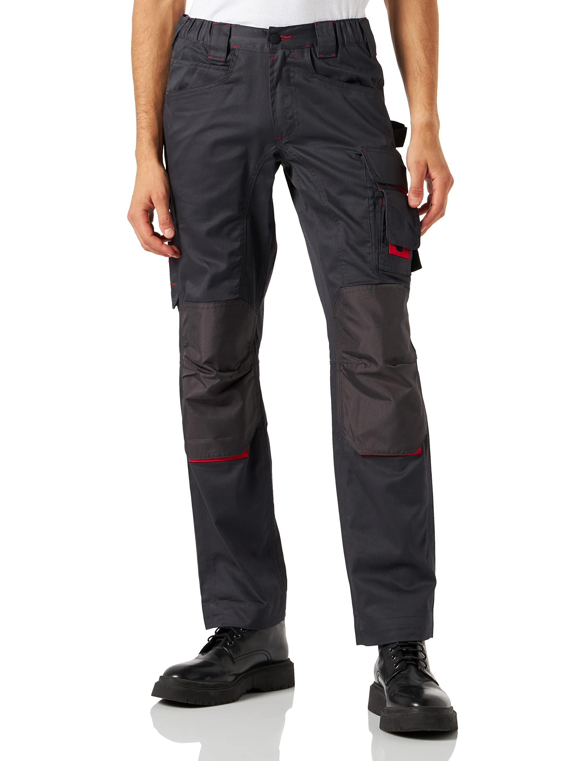 U-Power NIMBLE, pantaloni da lavoro da uomo, pantaloni cargo con elastico in vita, con tasche per ginocchiere, multitasche, tessuto confortevole, usura esterna resistente e durevole (Grey Meteorite-44)
