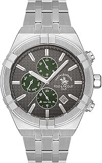 ساعة كرونوغراف للرجال من سانتا باربرا SB.1.10508-3، بمينا رمادي، بسوار فضة