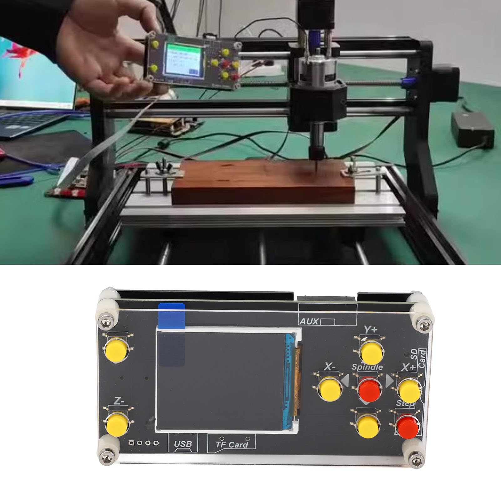 GRBL Placa controladora fuera de línea de la máquina grabadora CNC, módulo controlador fuera de línea de 3 ejes, pantalla LCD de 1,8 pulgadas con control manual para máquinas de