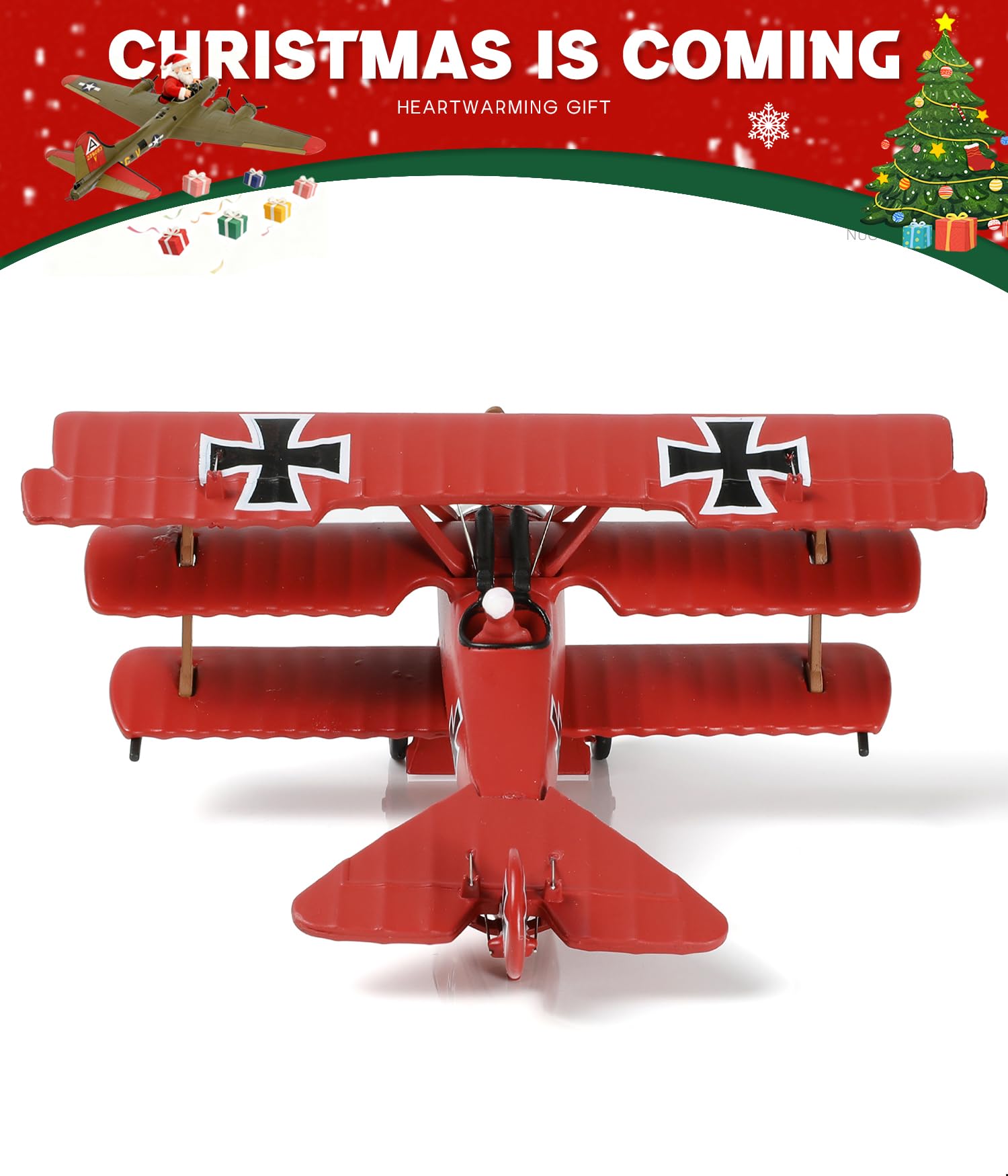 NUOTIE Fokker Dr.1 1/72 Red Baron World War I Fighter Alliage Métal moulé sous pression Modèle d'avion militaire classique pré-construit Première Guerre mondiale Modèle de chasseur allemand légendaire