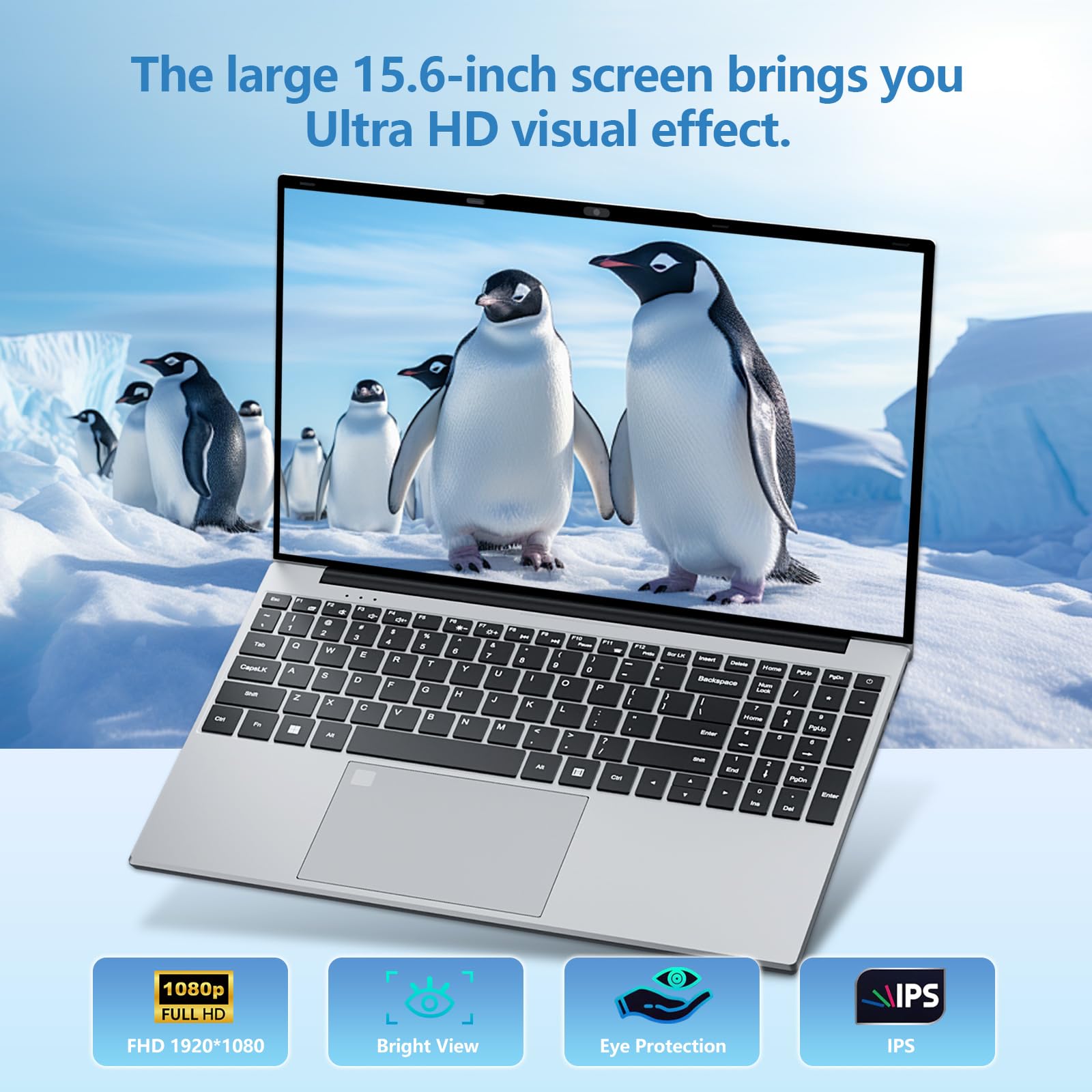 Ordenador Portátil Win 11 15,6" Full HD IPS 16GB RAM 1TB SSD Procesador Celeron N5100 (hasta 2,8 GHz) PC Portátil Teclado Retroiluminado con Lector de Huellas WiFi5 BT 4.2 HDMI USB 3.0 Batería 5000mAh