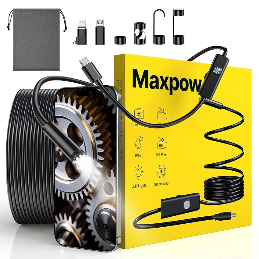 Maxpow Endoscopio Per Smartphone - Telecamera Endoscopica 1920HD IP67