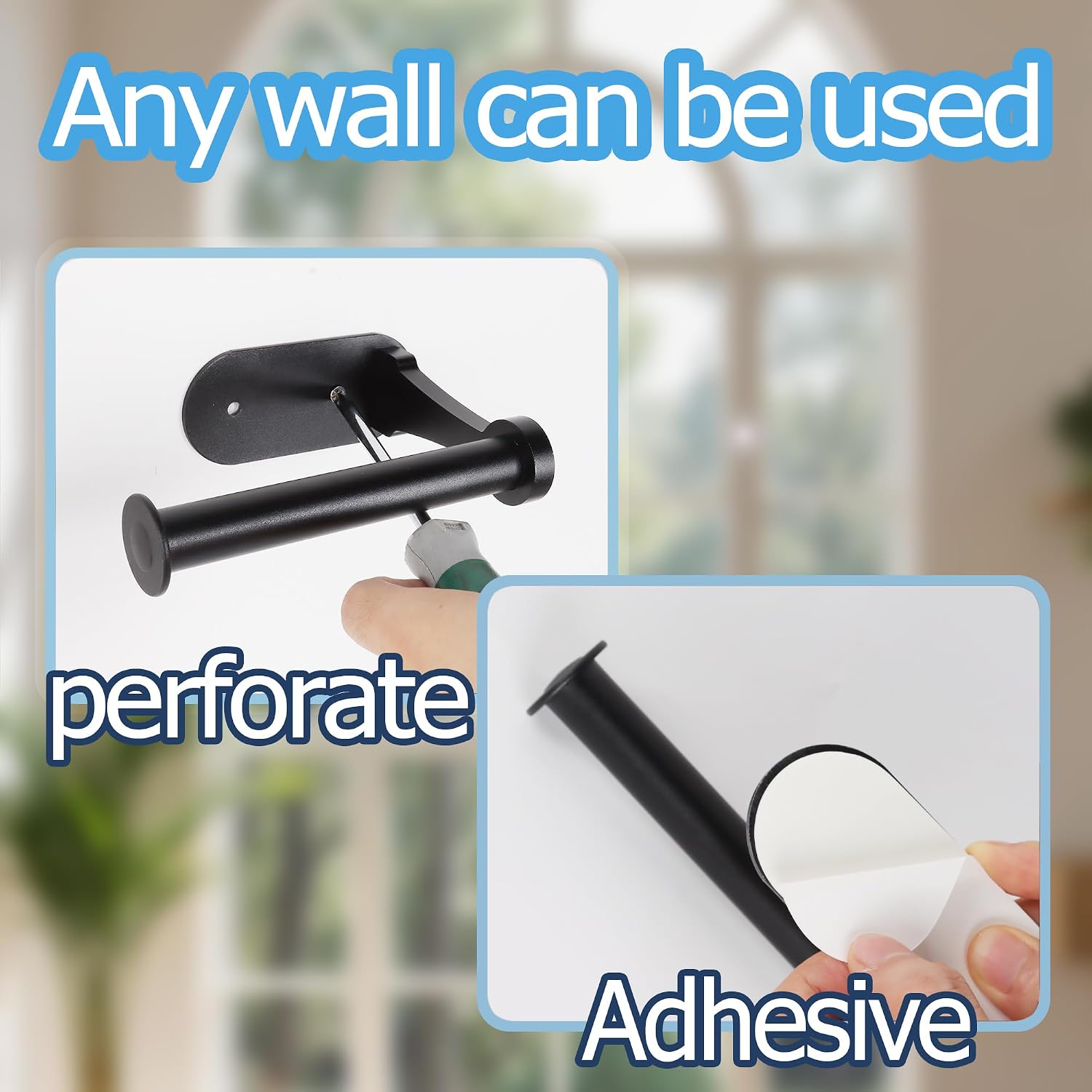 Groleca 2 Pack Adhesive Curtain Holdbacks No Drill Curtain Tiebacks, Black